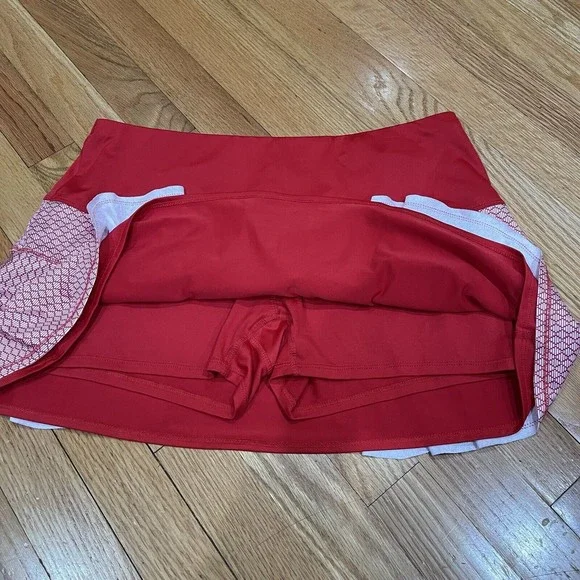 Lucky In Love Womens Skort Tennis Pickleball Size Large L 12 Red Ruffle EUC - Picture 3 of 12